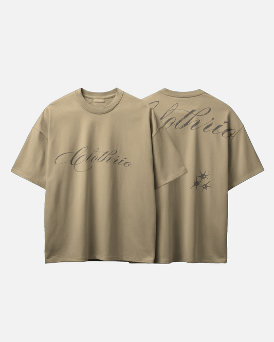 Clothario Sandstone Script Tee – Signature Series